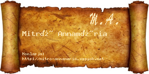 Mitró Annamária névjegykártya
